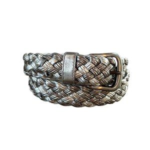 Omega Silver Metallic Braided Belt Size Large